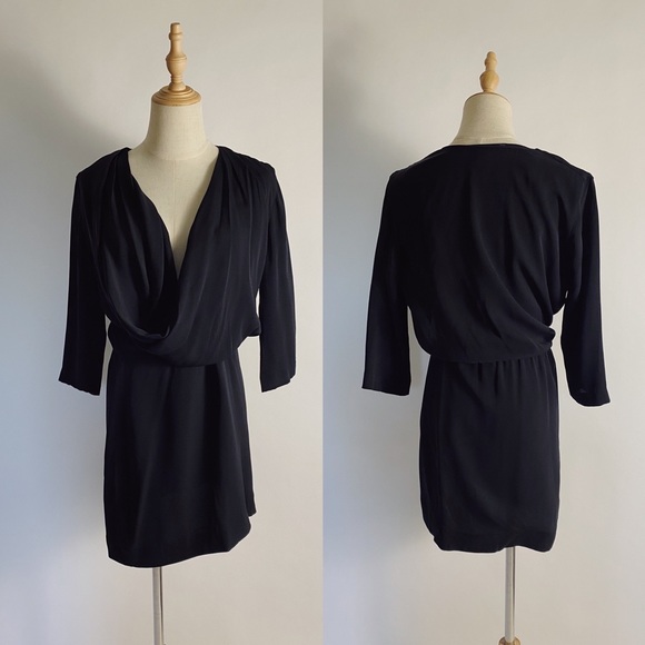 DVF Rachel Lilly Silk Crepe Cowl Neck Dress Black 2 - Picture 1 of 12